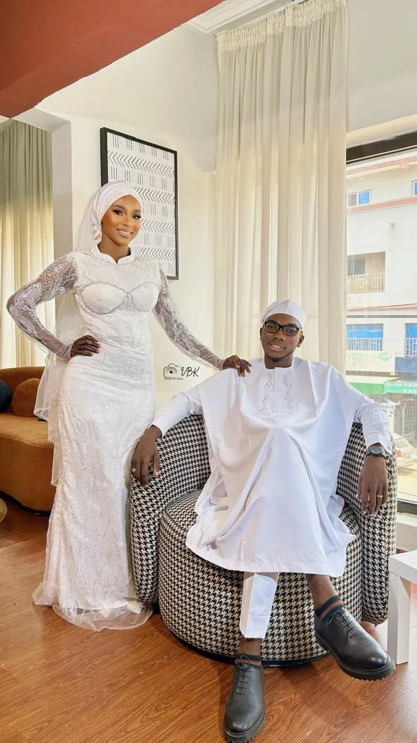 Couple portrait in white